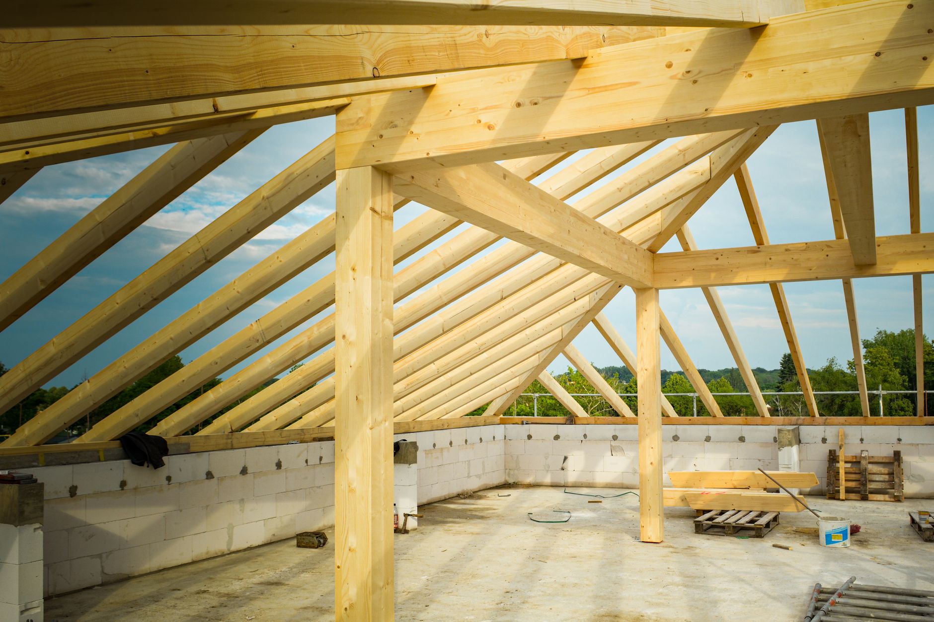 Wood framing and structural beam in home construction