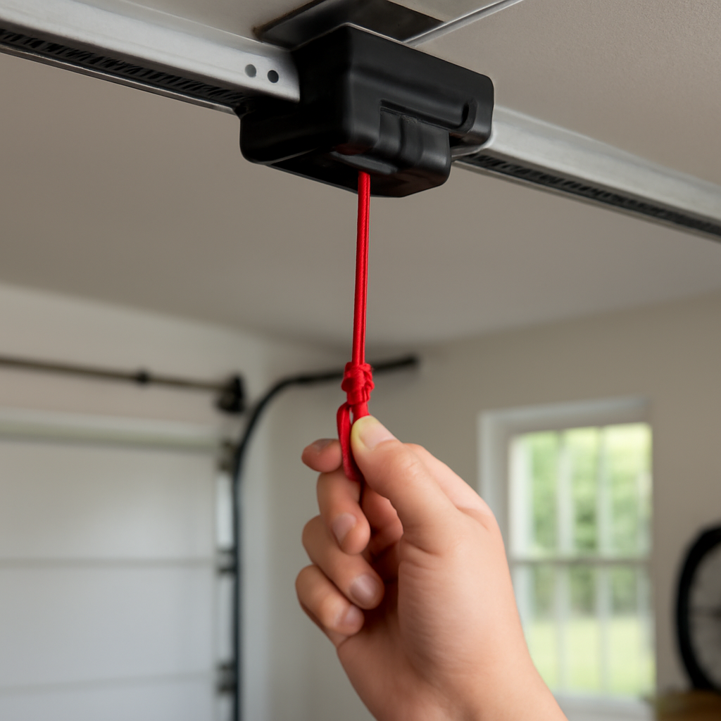 LiftMaster 1/2 HP Troubleshooting: Fix Every Problem Fast 2 LiftMaster garage door opener red emergency release cord on trolley