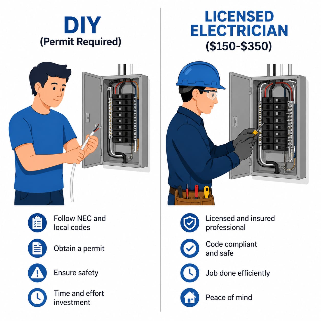 Does a Garage Door Opener Need a Dedicated Circuit? (NEC Rules) 9 Comparison of DIY versus licensed electrician for installing a garage circuit
