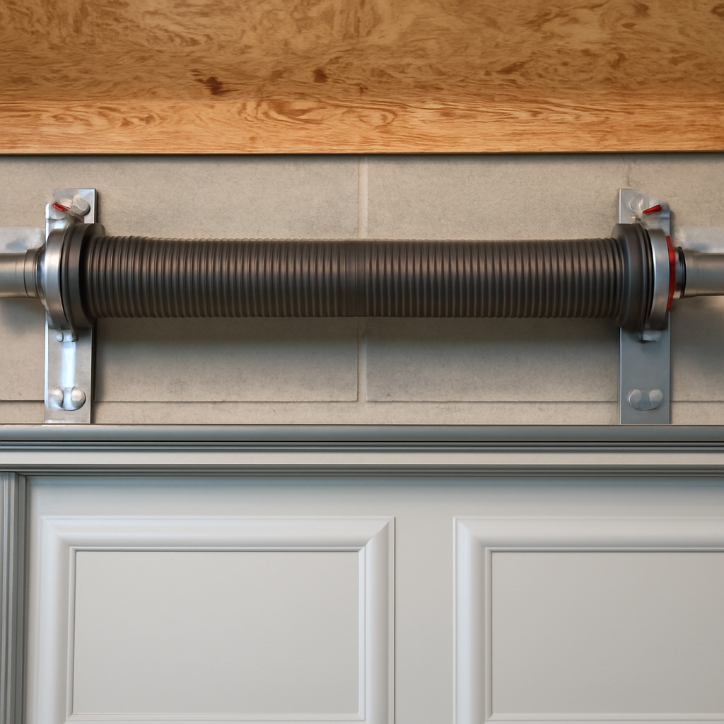 LiftMaster Error Code 42: Causes, Fixes and When to Call a Pro 5 Garage door torsion spring assembly mounted above a residential garage door
