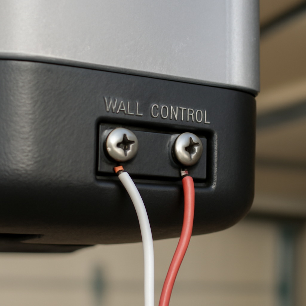 Low-voltage wall control wires connected to garage door opener terminals