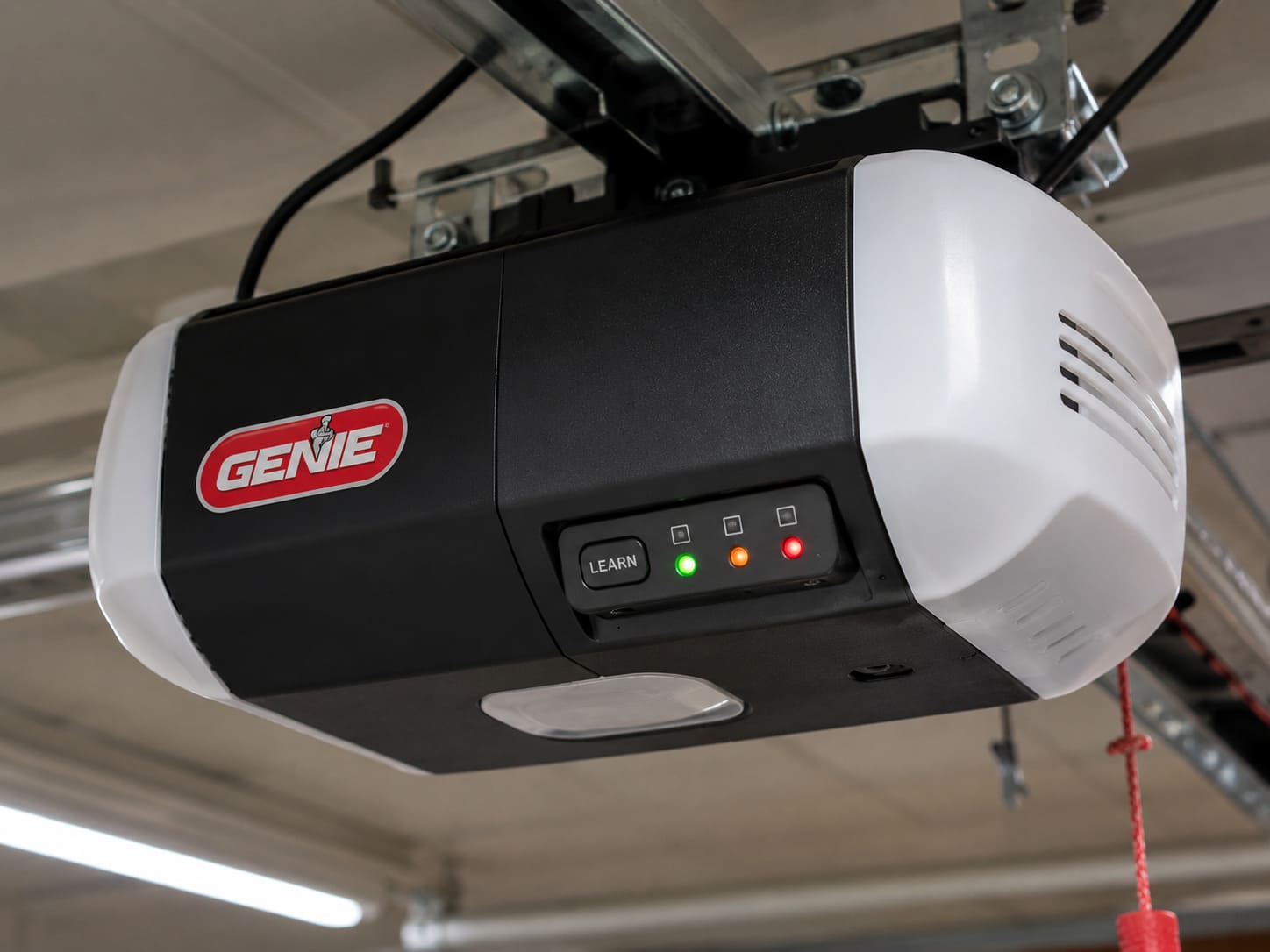 Genie Garage Door Sensor Blinking Red 3 Times: Fix It in 5 Minutes 5 Genie garage door opener motor unit showing Learn button and diagnostic LED panel