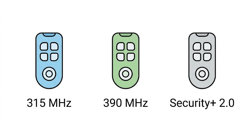 How to Program Craftsman Garage Door Remote 315 (Every Method) 3 Infographic comparing Craftsman remote frequencies 315MHz 390MHz and Security+2.0