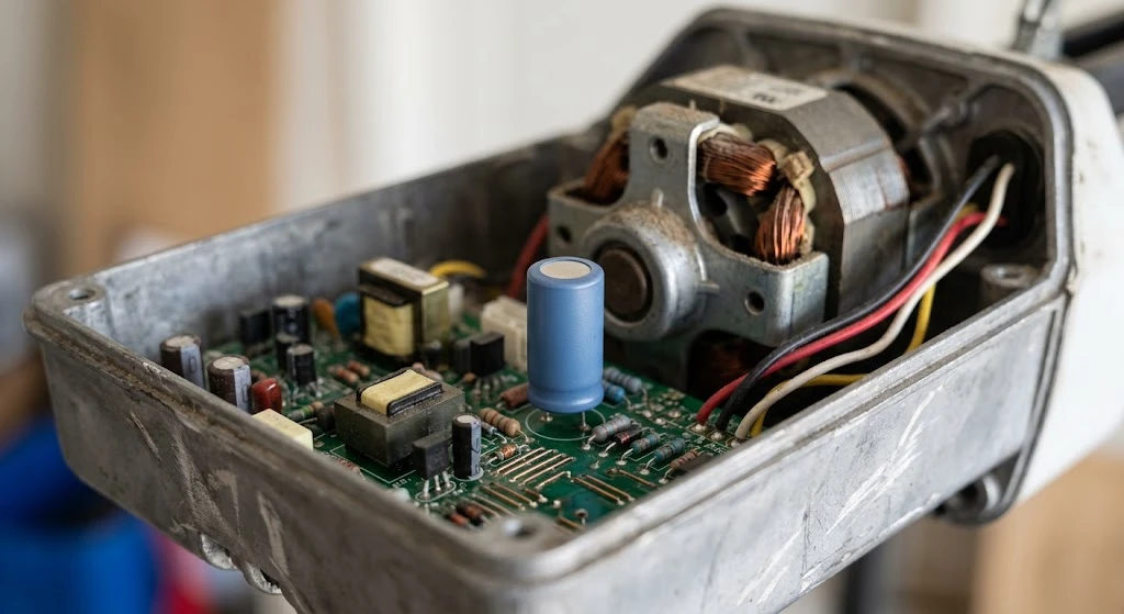 Genie Garage Door Opener Humming Sound: 5 Causes and Fixes 5 Start capacitor on a garage door opener circuit board