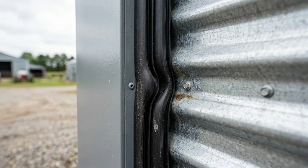 Garage Door in a Grain Bin: What It Takes to Install One 6 Rubber gasket seal along a door edge on a grain bin wall