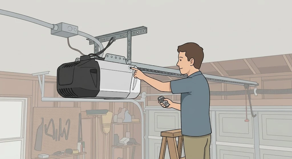 How to Program Craftsman Garage Door Remote 315 (Every Method) 4 Illustration of pressing the Learn button on a Craftsman garage door opener