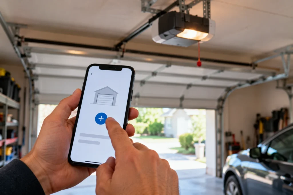 How to Reset a Ryobi Garage Door Opener (Remotes, Limits and Wi-Fi) 6 Adding a garage door opener as a new device in a smartphone app